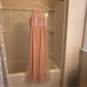 BCBGeneration Rose Smoke Tulle Maxi Dress | NWT | Size 4 | Blush Pink